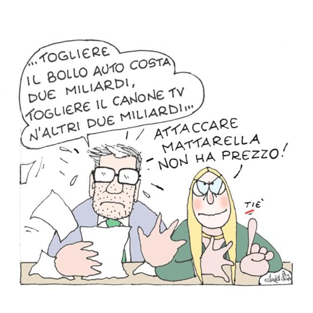Meloni e l’attacco a Mattarella, la vignetta di Ellekappa